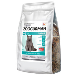 Зоогурман Optimal сухой корм для взрослых кошек, с телятиной - 2,5 кг