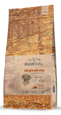 Rawival Wild Gifts with Wings сухой корм для взрослых собак средних и крупных пород с уткой и фазаном - 2,5 кг