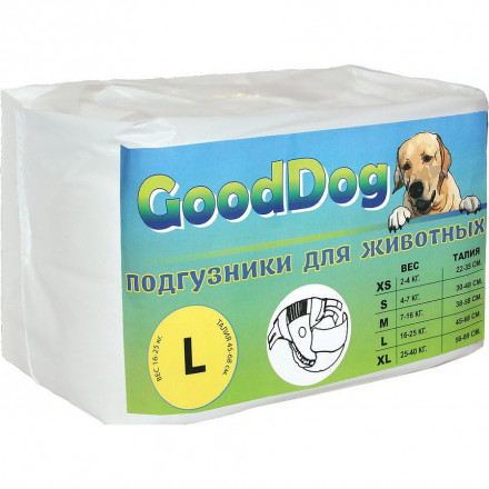 GoodDog подгузники для собак размер L 12 шт/уп