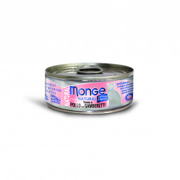 Monge Cat Natural влажный корм для взрослых кошек с тунцом, курицей и креветками в консервах 80 г (24 шт в уп)