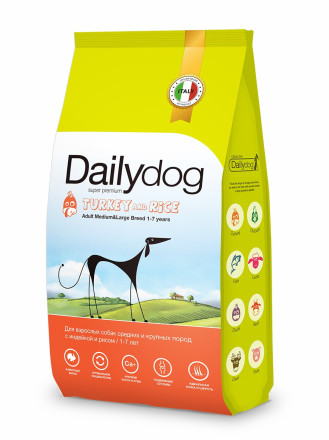 Dailydog Adult Medium And Large Breed Turkey and Rice сухой корм для взрослых собак средних и крупных пород с индейкой и рисом - 3 кг