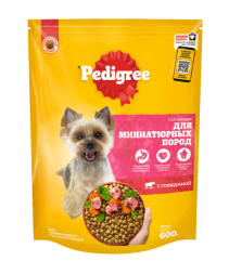 Pedigree сухой корм для взрослых собак миниатюрных пород, с говядиной - 600 г