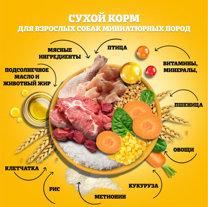 Pedigree сухой корм для взрослых собак миниатюрных пород, с говядиной - 600 г