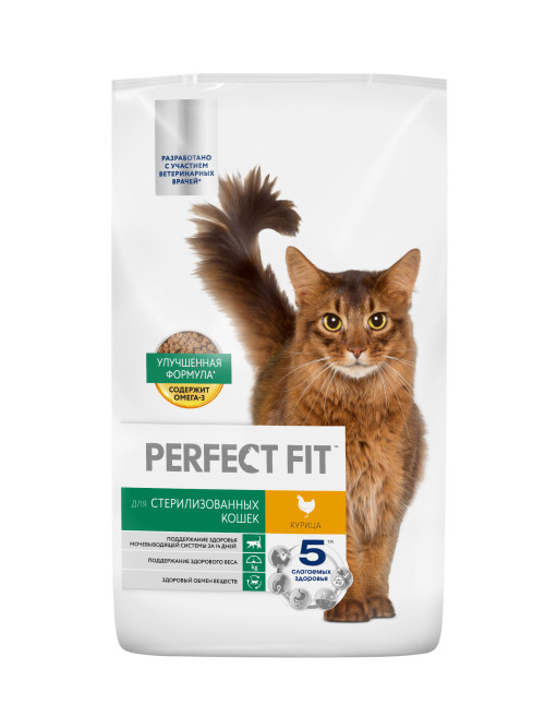 Perfect Fit сухой корм для взрослых стерилизованных кошек с курицей - 10 кг