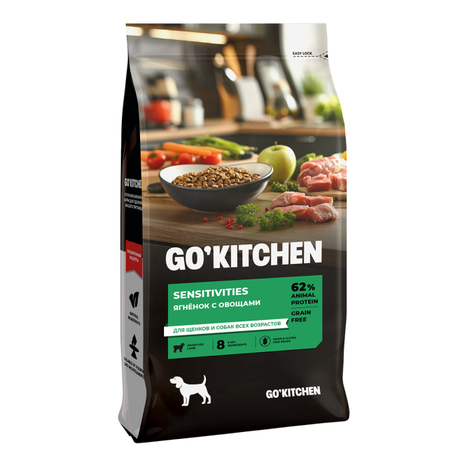 Go' Kitchen Grain Free Sensitivities Lamb сухой беззерновой корм для щенков и собак всех пород для чувствительного пищеварения с ягнёнком - 18 кг