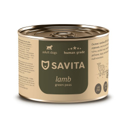 Savita влажный корм для взрослых собак всех пород с ягненком и зеленым горошком, в консервах - 240 г x 24 шт
