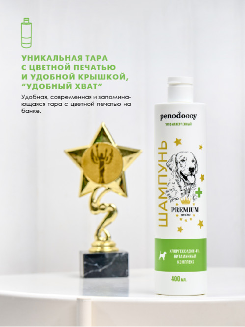 Penodoggy шампунь с хлоргексидином 4% для собак и кошек - 400 мл