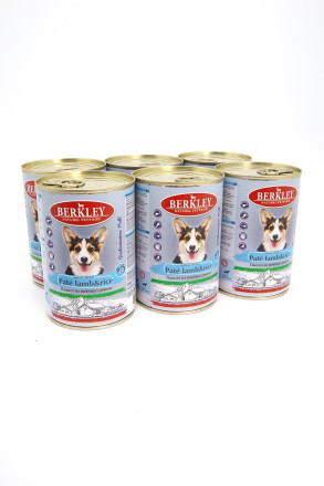 Berkley №5 влажный корм для взрослых собак, с ягненком и рисом, паштет - 400 г x 24 шт