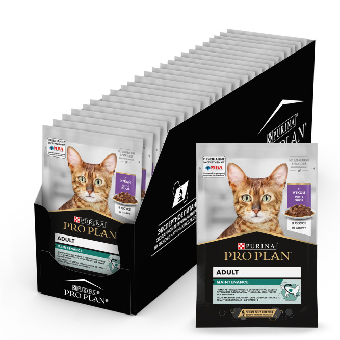 Pro Plan Adult Maintenance влажный корм для взрослых кошек, с уткой в соусе - 85 г x 26 шт