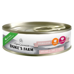 Duke's Farm влажный корм для взрослых стерилизованных кошек, паштет с индейкой и клюквой, в консервах - 100 г х 24 шт