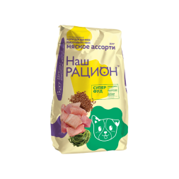 Наш рацион сухой корм для щенков и молодых собак всех пород, мясное ассорти - 15 кг