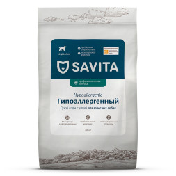Savita Preventive Line Hypoallergenic сухой диетический гипоаллергенный корм для взрослых собак всех пород с уткой - 10 кг