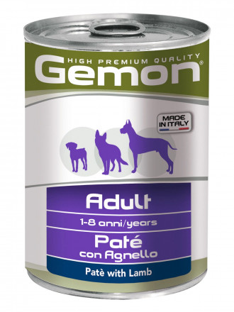 Gemon Dog влажный корм для взрослых собак с ягненком в консервах - 400 г х 24 шт