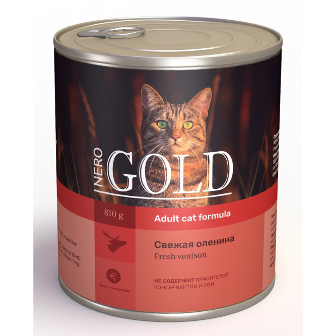 Nero Gold Adult Cat Formula Venison консервы для взрослых кошек со свежей олениной - 810 г х 12 шт
