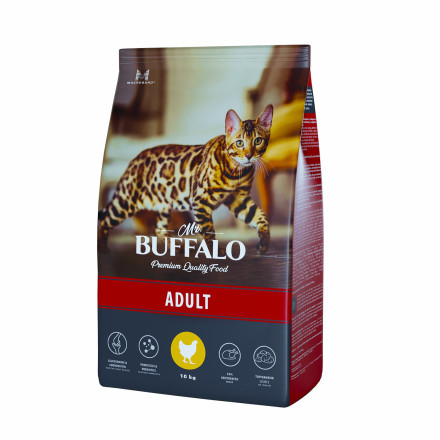 Mr.Buffalo Adult полнорационный сухой корм для взрослых котов и кошек с курицей - 10 кг