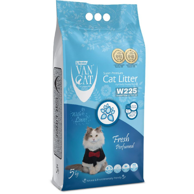 Van Cat W225 комкующийся наполнитель для кошек, без пыли, с ароматом весенней свежести - 5 кг
