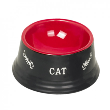 Nobby миска керамическая с надписью &quot;Cat&quot;, красно-черная - 140 мл
