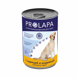 Prolapa Premium влажный корм для взрослых собак с курицей и индейкой кусочки в соусе, в консервах - 850 г х 6 шт