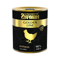 Четвероногий Гурман Golden line консервированный корм для взрослых собак с натуральной курицей в желе - 340 г (1 шт)