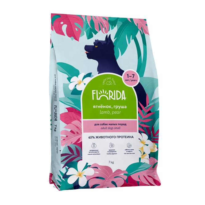 Florida Mini Adult Lamb and Pear сухой корм для взрослых собак малых пород с ягненком и грушей - 7 кг
