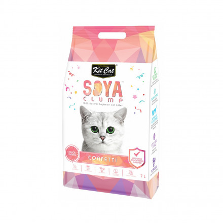 Kit Cat SoyaClump Soybean Litter Confetti соевый биоразлагаемый комкующийся наполнитель с разноцветными гранулами - 7 л
