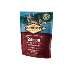 Carnilove Salmon for Adult Cats Sensitive &amp; Long Hair сухой корм для взрослых длинношерстных и чувствительных к пищеварению кошек с лососем - 400 г