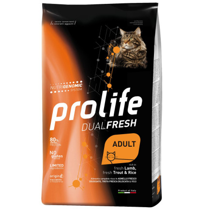 Prolife Dual Fresh Adult сухой корм для кошек с ягненком, форелью и рисом - 400 г