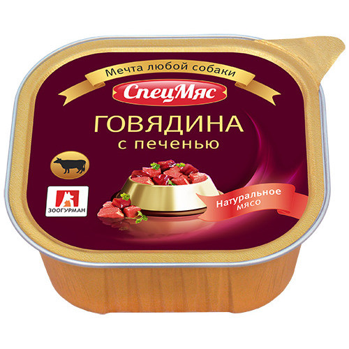 Зоогурман влажный корм для взрослых собак, с говядиной и печенью - 300 г x 10 шт