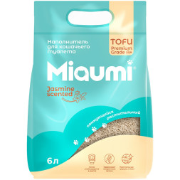 Miaumi TOFU Jasmine Scented наполнитель комкующийся соевый для кошачьего туалета, с тонким ароматом жасмина - 6 л (2,5 кг)