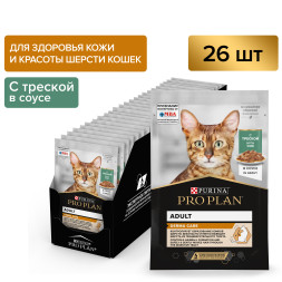 Pro Plan Elegant паучи для кошек для здоровья кожи и шерсти с треской - 85 г х 26 шт