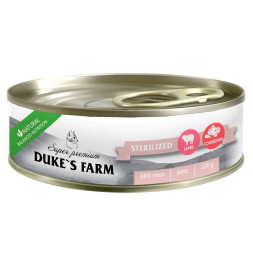 Duke's Farm влажный корм для взрослых стерилизованных кошек, паштет с ягненком и брусникой, в консервах - 100 г х 24 шт