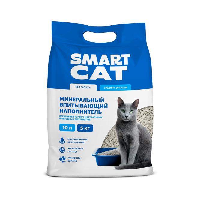 Smart Cat впитывающий наполнитель для кошачьего туалета из диатомита, средняя фракция - 10 л (5 кг)