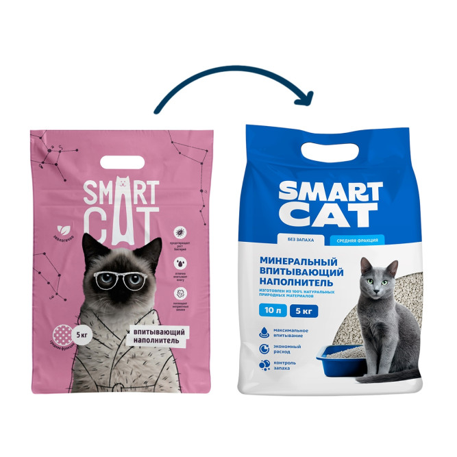Smart Cat впитывающий наполнитель для кошачьего туалета из диатомита, средняя фракция - 10 л (5 кг)