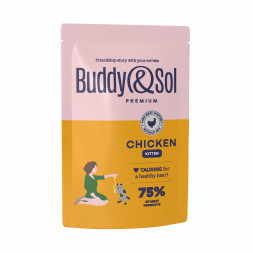 Buddy&amp;Sol Premium Kitten влажный корм для котят с курицей в соусе, в паучах - 85 г х 14 шт