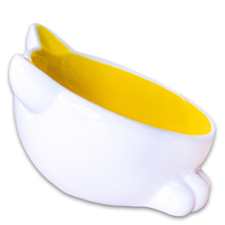 Mr.Kranch миска керамическая для кошек Мордочка кошки на ножках, 100 мл, желтая