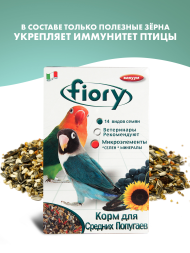 Fiory корм для средних попугаев Parrocchetti Africa - 800 г