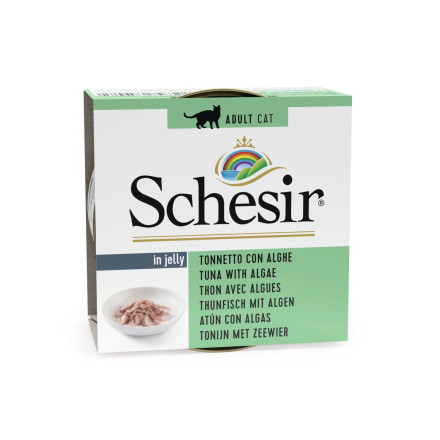 Schesir Cat Adult влажный корм для взрослых кошек с тунцом и морскими водорослями в консервах - 85 г х 14 шт