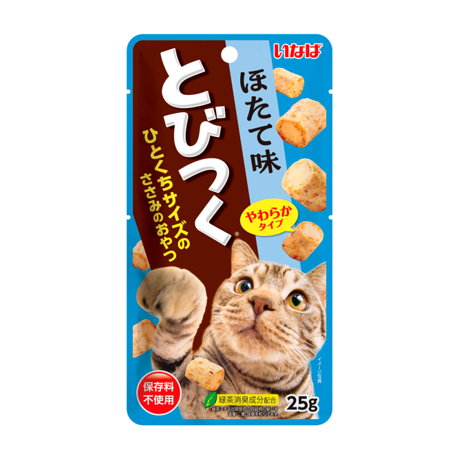 Inaba Tobitsuku лакомство запеченные трубочки для взрослых кошек со вкусом морского гребешка - 25 г