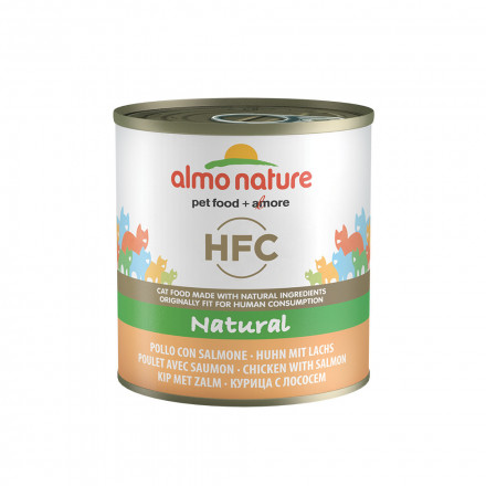 Almo Nature HFC Natural Chicken and Salmon консервированный корм для взрослых кошек с лососем и курицей, в бульоне - 12 шт х 280 г
