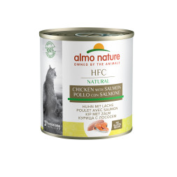 Almo Nature HFC Natural Chicken and Salmon консервированный корм для взрослых кошек с лососем и курицей, в бульоне - 12 шт х 280 г
