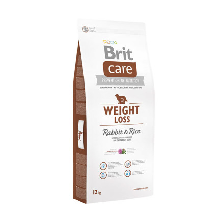 Сухой корм Brit Care Weight Loss Rabbit &amp; Rice для собак с избыточным весом с кроликом и рисом - 12 кг