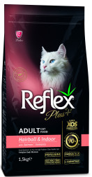 Reflex Plus Adult Cat Food Hairball Salmon сухой корм для кошек для выведения шерсти, с лососем - 1,5 кг