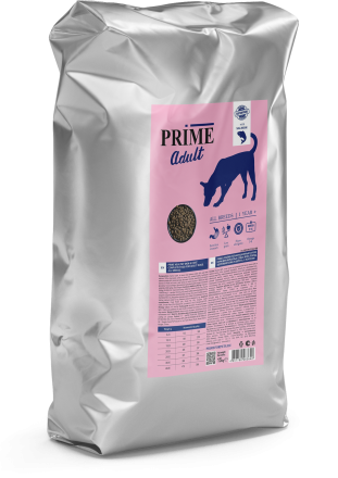 Prime Healthy Skin&amp;Coat сухой корм для взрослых собак всех пород для здоровья кожи и шерсти, с лососем - 15 кг