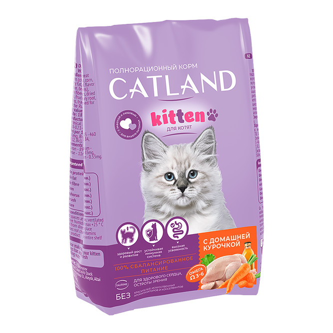 Catland сухой корм для котят с домашней курочкой - 1,3 кг