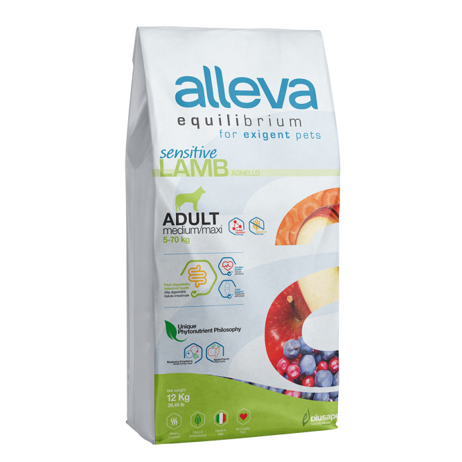 Alleva Equilibrium Sensitive Lamb &amp; Ocean Fish Adult Medium/Maxi сухой корм для взрослых собак средних и крупных пород с ягненком и океанической рыбой - 12 кг