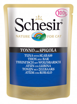 Schesir Cat Adult влажный корм для взрослых кошек с тунцом и окунем в паучах - 100 г х 20 шт