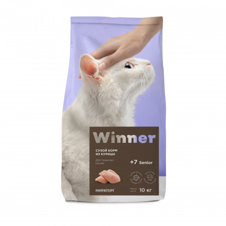 Winner сухой корм для пожилых кошек с курицей - 10 кг