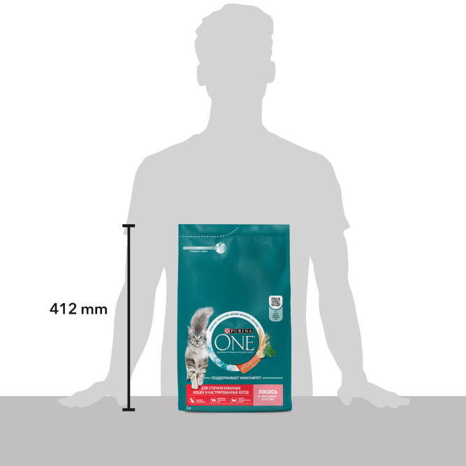 Purina One сухой корм для взрослых стерилизованных кошек с лососем - 3 кг