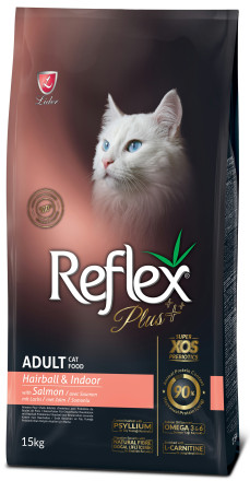 Reflex Plus Adult Cat Food Hairball Salmon сухой корм для кошек для выведения шерсти, с лососем - 15 кг