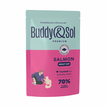 Buddy&amp;Sol Premium Adult для взрослых кошек с рыбой в соусе, в паучах - 85 г х 14 шт